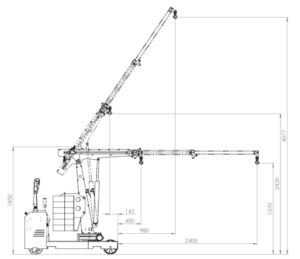 Dimensioni gru elettrica FLEX G1000DBR con prolunga