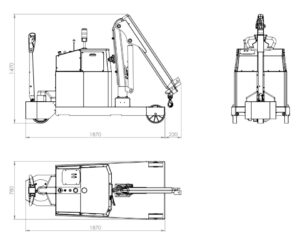 Disegno tecnico gru elettrica ATLAS 1TE3R
